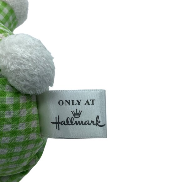 Somebunnys 1st Easter Plush Bunny Hallmark White Green Checkered Outfit 9” - Picture 3 of 7